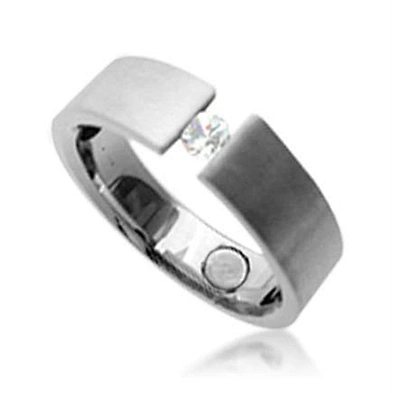 Cheap tension setting zircon stainless steel meaningful rings