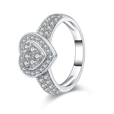 925 Sterling Silver Heart Shaped Zircon Ring Designs For Girls