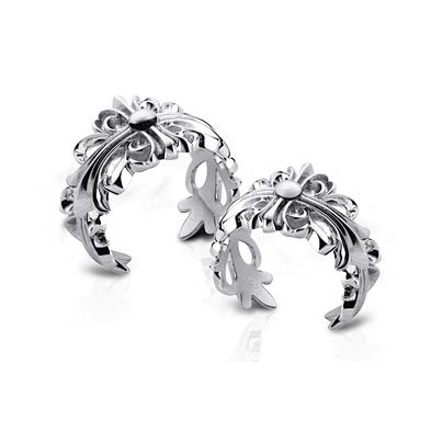 Couple 925 Sterling Silver Flower Design Adjustable Ring Vintage