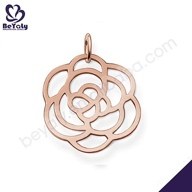 Rose gold plated flower design silver jewelry necklace