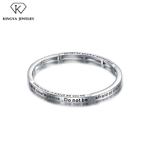 Custom Stainless Steel Black Engraved Letter Friendship Bracelet Bangle Men