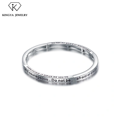 Custom Stainless Steel Black Engraved Letter Friendship Bracelet Bangle Men