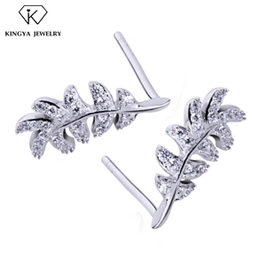 Wholesale silver post earing feather earring for men
