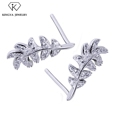 Wholesale silver post earing feather earring for men