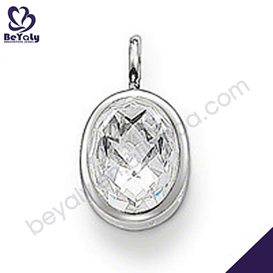 Oval shape crystal stone silver fashion men's eagle pendant
