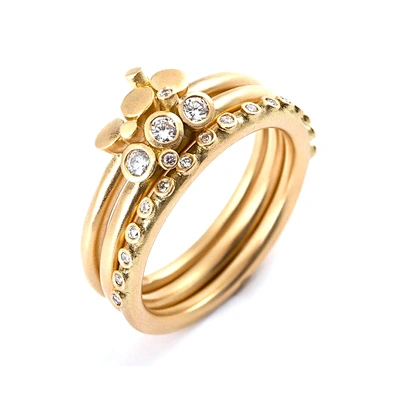Refined stacking real gold jewelry cheap wedding ring sets
