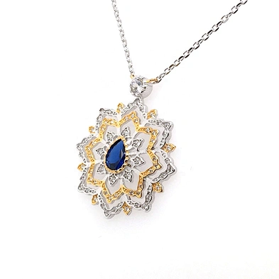 Silver And Gold Plating Four-Layer Flower Design Pendant Necklace Women