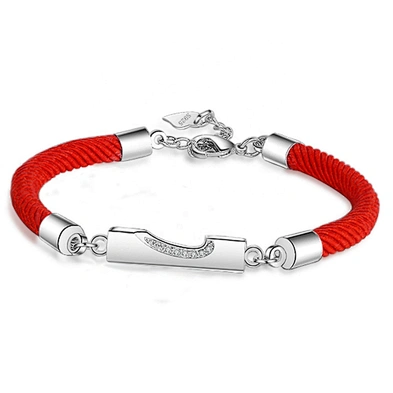 Custom design silver chain leather lock usa bracelet