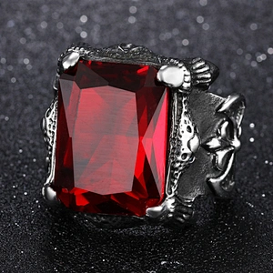 2020 Jewelry Stainless Steel Blue Red Green Colored Glass Ring