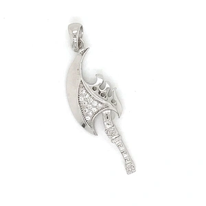 Trendy New Cz Stone Charm Custom Pendant, Micro Pave Setting Silver With Cz Jewelry, Sterling Silver Cz Axe Pendant Set