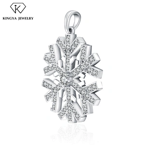 Wholesale Rhodium Plated Jewelry Snowflake Fine 925 Silver Charm Pendant