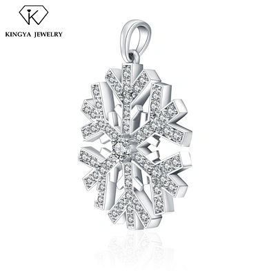 Wholesale Rhodium Plated Jewelry Snowflake Fine 925 Silver Charm Pendant