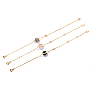 Simple design chain labradorite ball 9k gold plated bracelet for women
