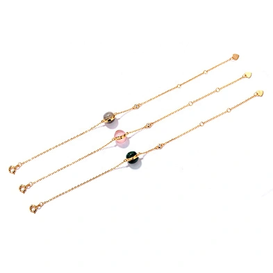 Simple design chain labradorite ball 9k gold plated bracelet for women
