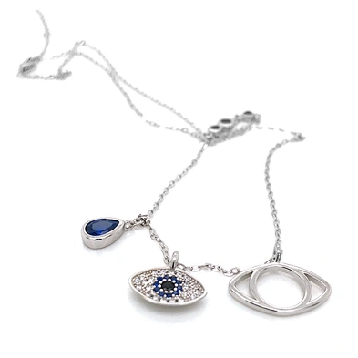 Long Chain Colorful Zirconia Animal Eye Cameo Necklace, Evil Eye Necklace 925 Sterling Silver