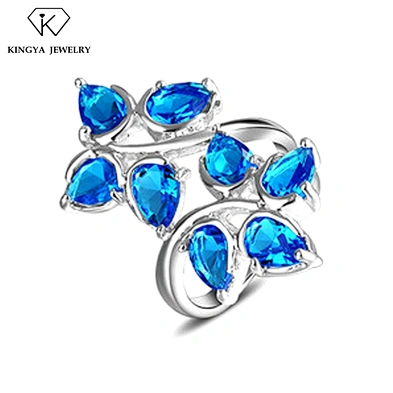 Multi gemstone tree ring jewelry women 925 sterling silver