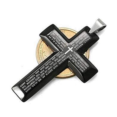 Classic and simple initial letter bible cross pendant necklace