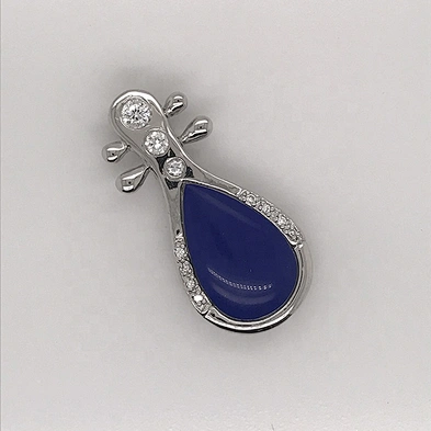 Fashionable Custom Design Blue Shell Chinese Pipa Shape Pendant Music Jewelry Finding