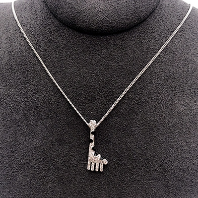 Graceful Lovely Black Painting Silver Multi Cz Full Filled Giraffe Necklace