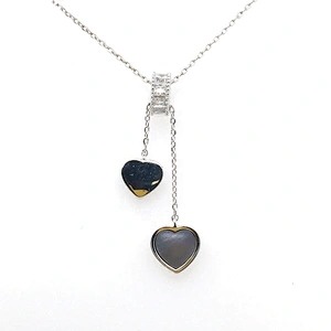925 Silver Green Enamel Heart Shaped Necklace Cubic Zircon Bead Charms