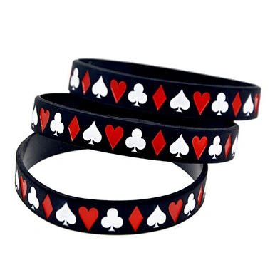 Best price poker style silicone wrist band couple bracelet