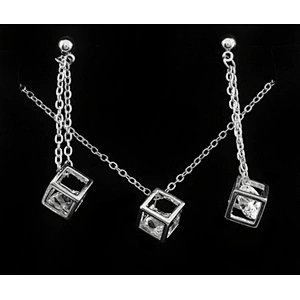 Fancy ladies costume rhinestone cube 22k gold jewelry set
