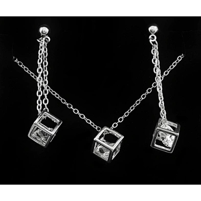 Fancy ladies costume rhinestone cube 22k gold jewelry set