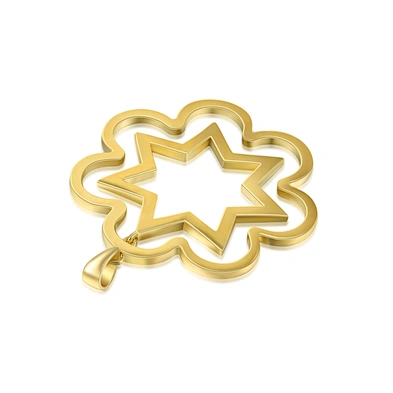 Hollow Design Mens 925 Silver Star And Sun Pendant Gold Plated