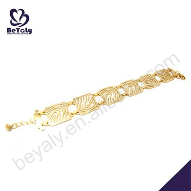 Square slice design brass plated pure gold bangles