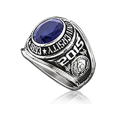 High school wholesale gold plated blue opal stone custom ring