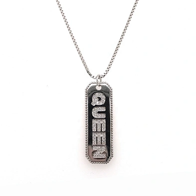 New Fashion Cz Filled Queen Design Nameplate 925 Silver Alphabet Necklace