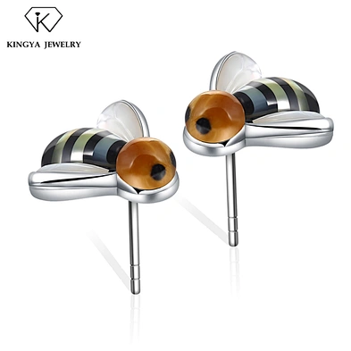 925 Sterling Silver Gorgeous Ladies cz Bee Ear Stud Earring