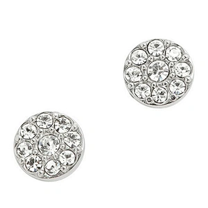 Graceful beauty round stone silver studs earrings