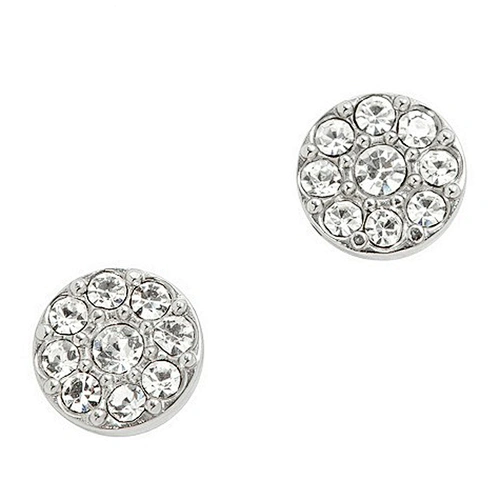 Graceful beauty round stone silver studs earrings