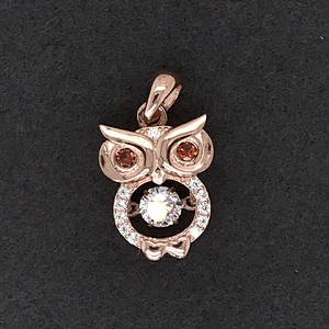 925 Sterling  Silver Charm Owl Necklace Set, Crystal Nature Stone Owl Pendant Necklace, Locket Owl Necklace Diamond