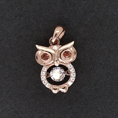 925 Sterling  Silver Charm Owl Necklace Set, Crystal Nature Stone Owl Pendant Necklace, Locket Owl Necklace Diamond