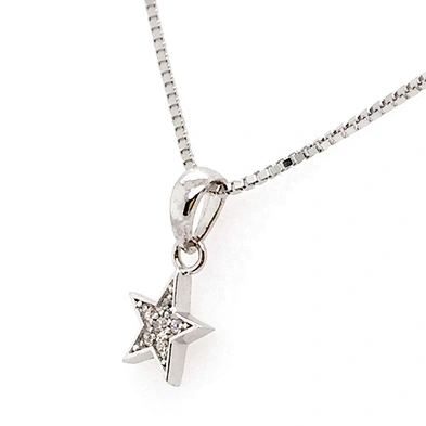 Classic Style Small Stone Star Shaped Charm Pendant Box Chain Necklace