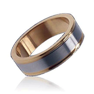 Beauty women wear cool yellow real gold 18k ring