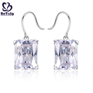 Brilliant women's big zircon industrial silver earring jewelry