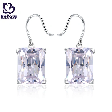 Brilliant women's big zircon industrial silver earring jewelry