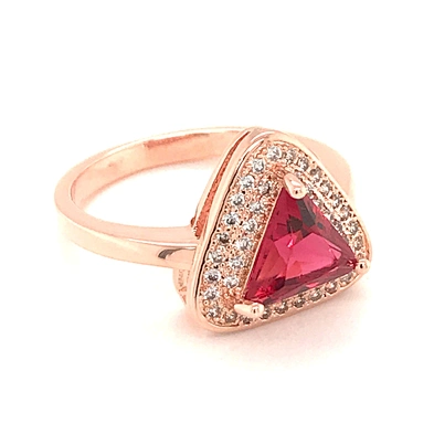 Silver Synthetic Ruby Stone Rings, Triangle Gold Ring Designs With Ruby