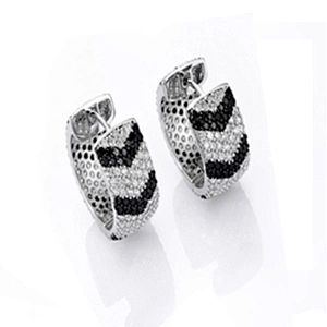 Clear and black cz silver necklaces and earing sets