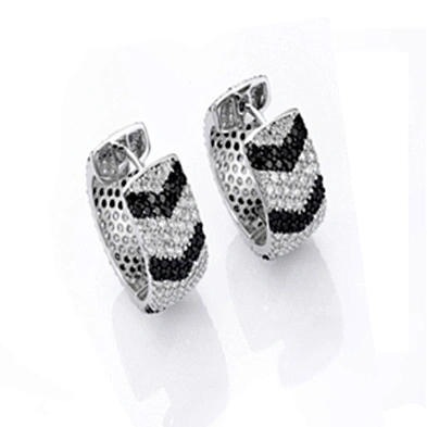 Clear and black cz silver necklaces and earing sets