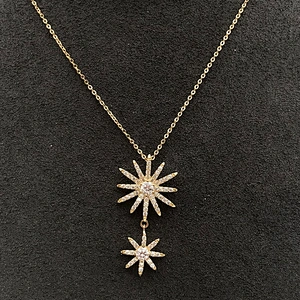 Two Full Cz Star Sun Shape Design Gold Jewellery Made In China Necklace