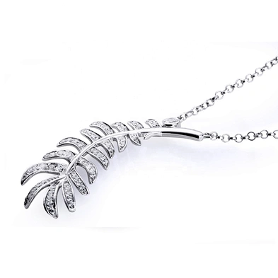 Feather design cz charm 529 silver jewelry pendant