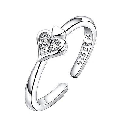 Shiny 925 silver triangle stone stretch toe rings
