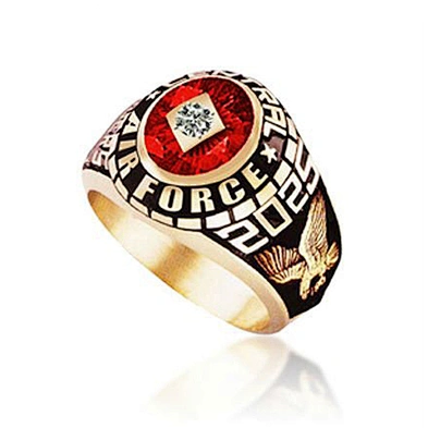 Orange enamel air force military bands ring