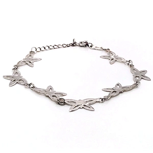 Fashion silver cz butterfly charm bracelet