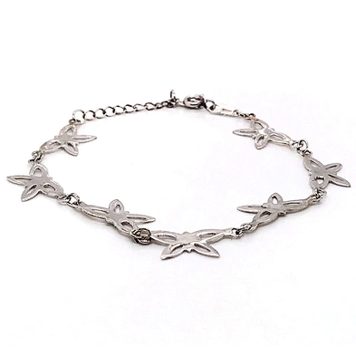 Fashion silver cz butterfly charm bracelet