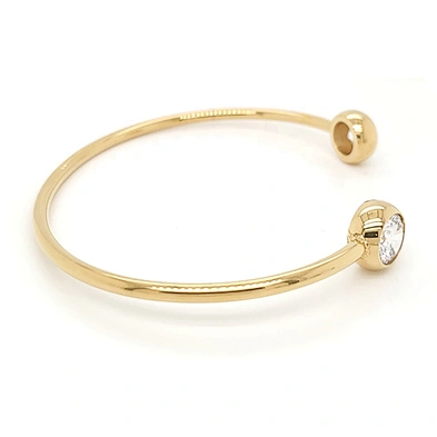 Wholesale simple design 18k gold plating cuff bangle gemstone bracelet unisex